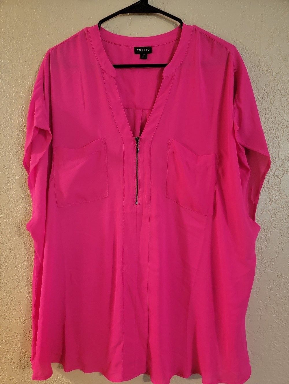 Torrid Hot Pink Zip-Front Tunic Top